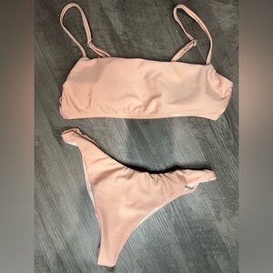 Small light pink ruched bikini